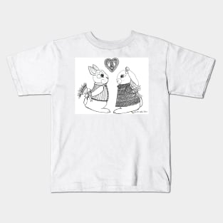 Furever Together - Two love struck bunny rabbits Kids T-Shirt